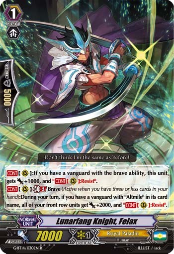 2018 Cardfight!! Vanguard Lunarfang Knight, Felax #G-BT14/030EN trading card