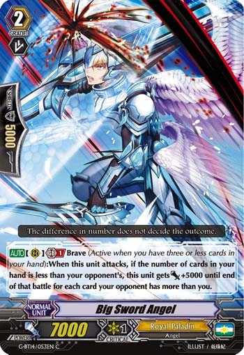 2018 Cardfight!! Vanguard Big Sword Angel #G-BT14/053EN trading card