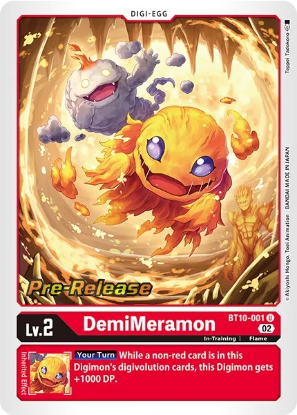 DemiMeramon (Pre Release Stamp - Uncommon 0 · U · Foil) · 2022 · BOOSTER XROS ENCOUNTER