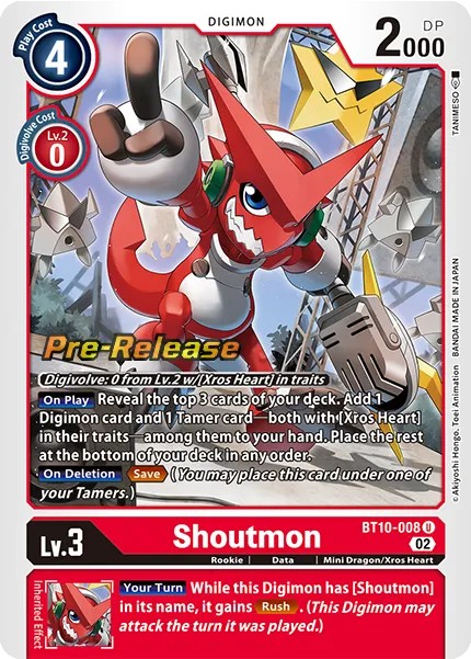 Shoutmon (Pre Release Stamp - Uncommon 0 · U · Foil) · 2022 · BOOSTER XROS ENCOUNTER
