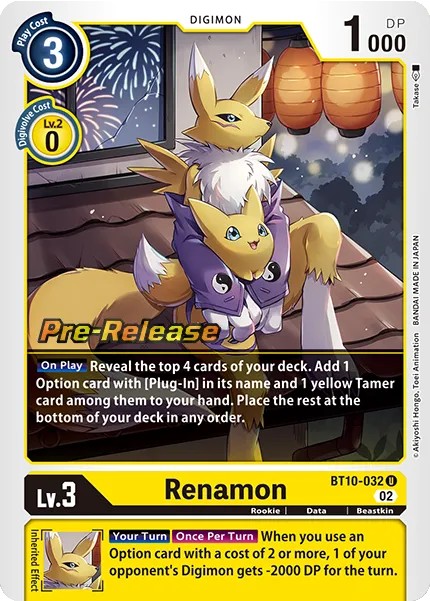 Renamon (Pre Release Stamp - Uncommon 0 · U · Foil) · 2022 · BOOSTER XROS ENCOUNTER
