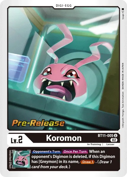 2022 Digimon Card Game BOOSTER DIMENSIONAL PHASE Koromon #BT11-005 trading card
