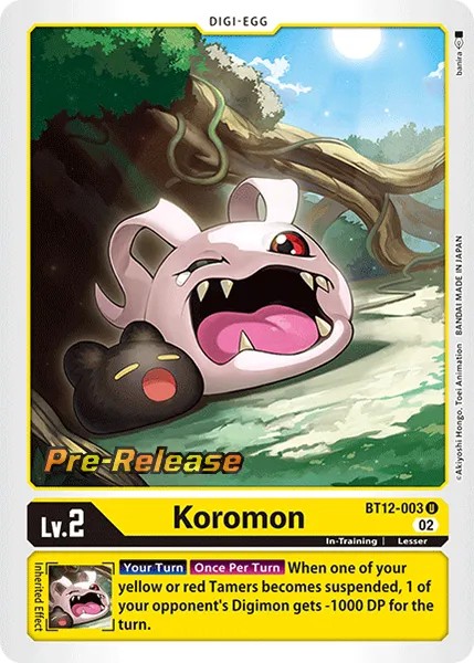 2022 Digimon Card Game BOOSTER ACROSS TIME Koromon #BT12-003 trading card
