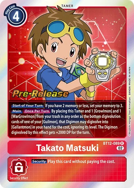 Takato Matsuki (Pre Release Stamp - Rare 0 · R · Foil) · 2022 · BOOSTER ACROSS TIME