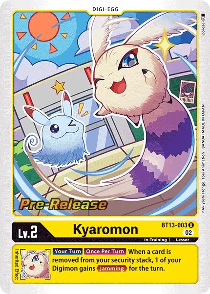 2023 Digimon Card Game BOOSTER VERSUS ROYAL KNIGHT Kyaromon #BT13-003 trading card