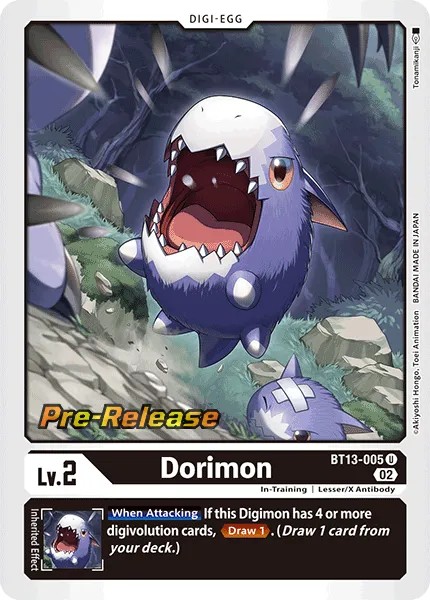 2023 Digimon Card Game BOOSTER VERSUS ROYAL KNIGHT Dorimon #BT13-005 trading card