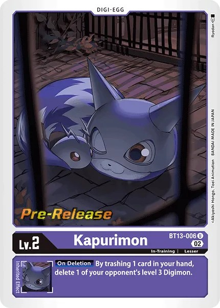 2023 Digimon Card Game BOOSTER VERSUS ROYAL KNIGHT Kapurimon #BT13-006 trading card