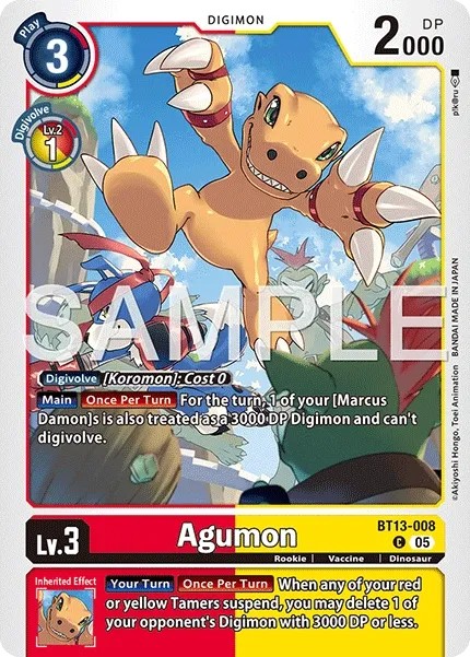 2023 Digimon Card Game ADVANCED BOOSTER DIGIMON GENERATION Agumon #BT13-008 trading card