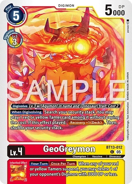 2023 Digimon Card Game ADVANCED BOOSTER DIGIMON GENERATION GeoGreymon #BT13-012 trading card