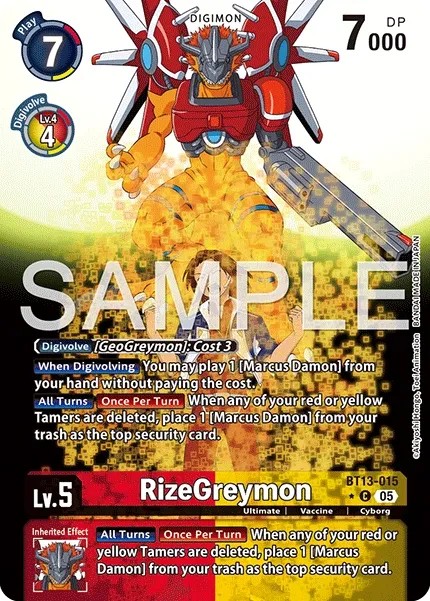 2023 Digimon Card Game ADVANCED BOOSTER DIGIMON GENERATION RizeGreymon #BT13-015 trading card