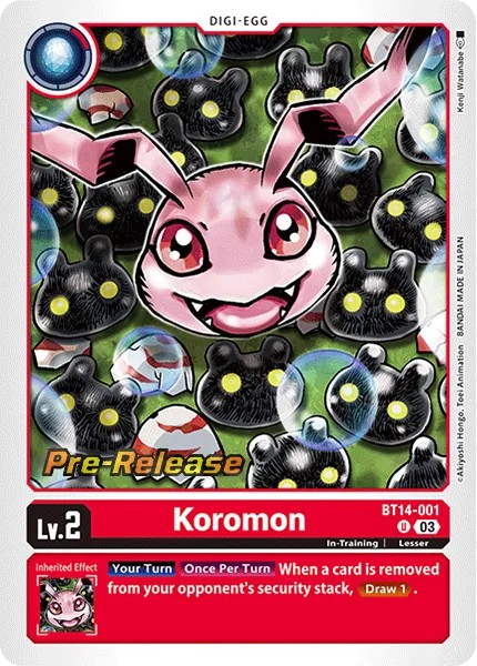2023 Digimon Card Game BOOSTER BLAST ACE Koromon #BT14-001 trading card