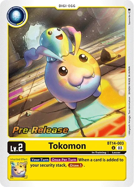 2023 Digimon Card Game BOOSTER BLAST ACE Tokomon #BT14-003 trading card