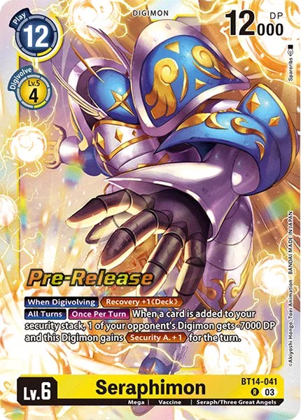 Seraphimon (Pre Release Stamp - Rare 0 · R · Foil) · 2023 · BOOSTER BLAST ACE