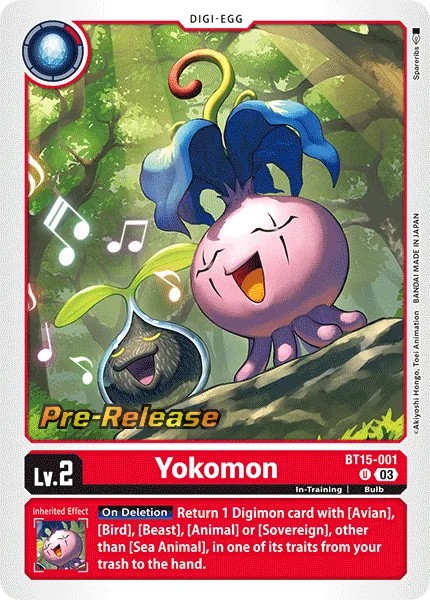 2023 Digimon Card Game BOOSTER EXCEED APOCALYPSE Yokomon #BT15-001 trading card