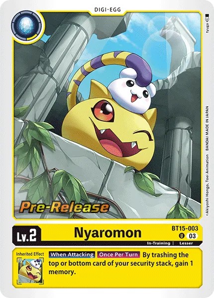 2023 Digimon Card Game BOOSTER EXCEED APOCALYPSE Nyaromon #BT15-003 trading card
