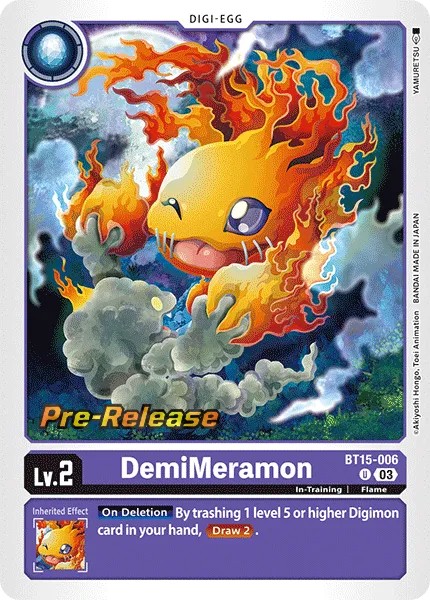 DemiMeramon (Pre Release Stamp - Uncommon 0 · U · Foil) · 2023 · BOOSTER EXCEED APOCALYPSE