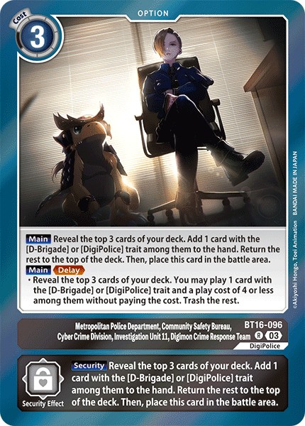 Metropolitan Police Department, Community Safety Bureau, Cyber Crime Division, Investigation Unit 11, Digimon Crime Response Team - Image 1