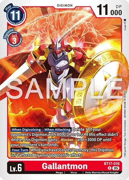 2024 Digimon Card Game ADVANCED BOOSTER DIGIMON GENERATION Gallantmon #BT17-016 trading card