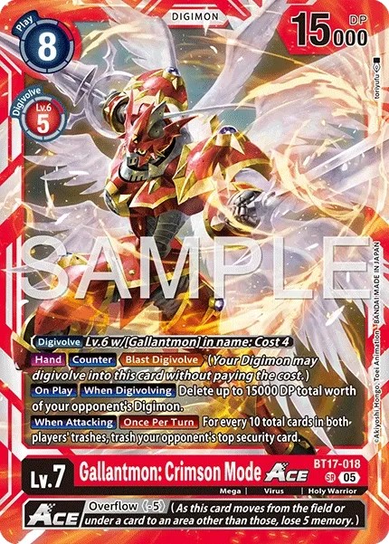 2024 Digimon Card Game ADVANCED BOOSTER DIGIMON GENERATION Gallantmon: Crimson Mode #BT17-018 trading card
