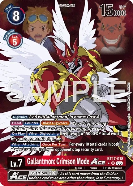 2024 Digimon Card Game ADVANCED BOOSTER DIGIMON GENERATION Gallantmon: Crimson Mode #BT17-018 trading card