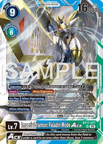 2024 Digimon Card Game ADVANCED BOOSTER DIGIMON GENERATION Imperialdramon: Paladin Mode #BT17-077 trading card