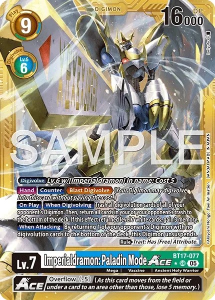 2024 Digimon Card Game ADVANCED BOOSTER DIGIMON GENERATION Imperialdramon: Paladin Mode #BT17-077 trading card