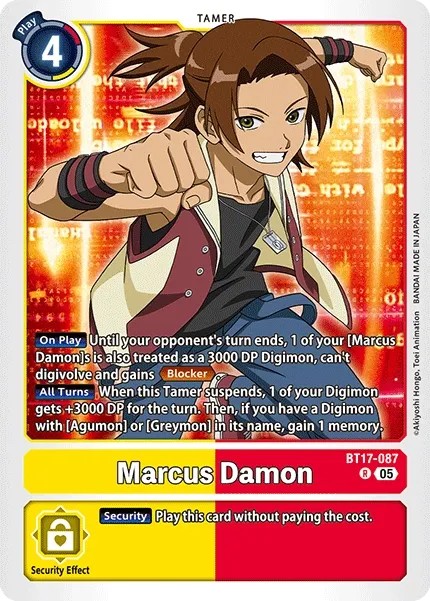 2024 Digimon Card Game ADVANCED BOOSTER DIGIMON GENERATION Marcus Damon #BT17-087 trading card