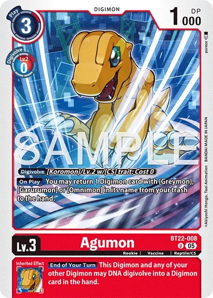 2025 Digimon Card Game BOOSTER CYBER EDEN Agumon #BT22-008 trading card