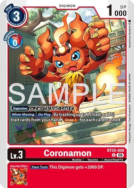 2026 Digimon Card Game BOOSTER DUAL REVOLUTION Coronamon #BT25-008 trading card