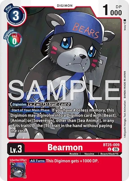 2026 Digimon Card Game BOOSTER DUAL REVOLUTION Bearmon #BT25-009 trading card
