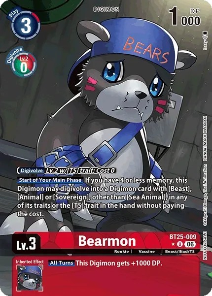 2026 Digimon Card Game BOOSTER DUAL REVOLUTION Bearmon #BT25-009 trading card
