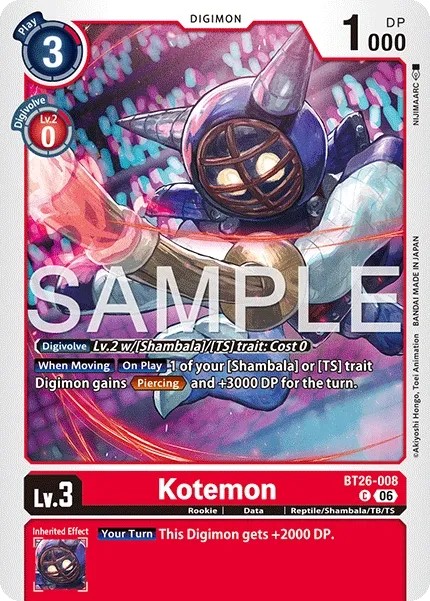 2026 Digimon Card Game BOOSTER TIMELESS BONDS Kotemon #BT26-008 trading card