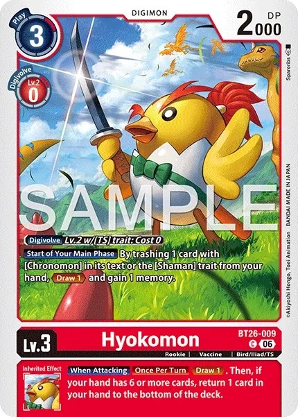 2026 Digimon Card Game BOOSTER TIMELESS BONDS Hyokomon #BT26-009 trading card