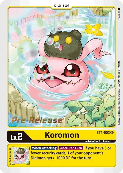 2020 Digimon Card Game BOOSTER GREAT LEGEND Koromon #BT4-003 trading card