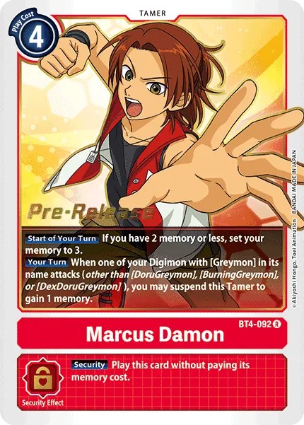 Marcus Damon (Gold Outline - Pre Release Stamp - Rare 0 · R · Normal) · 2020 · BOOSTER GREAT LEGEND