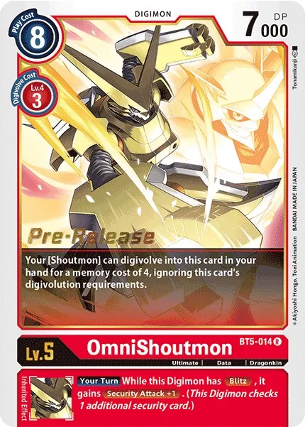 OmniShoutmon (Gold Outline - Pre Release Stamp - Rare 0 · R · Normal) · 2021 · BOOSTER BATTLE OF OMNI