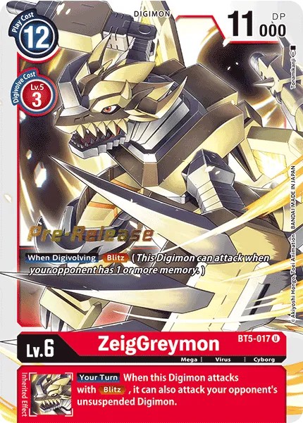 ZeigGreymon (Pre Release Stamp - Uncommon 0 · U · Normal) · 2021 · BOOSTER BATTLE OF OMNI