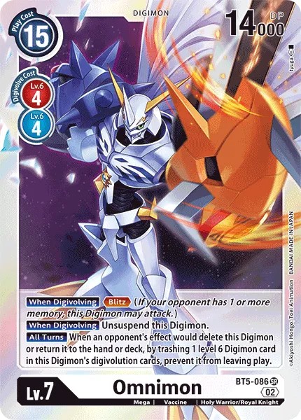 2021 Digimon Card Game Resurgence Booster Omnimon #BT5-086 trading card