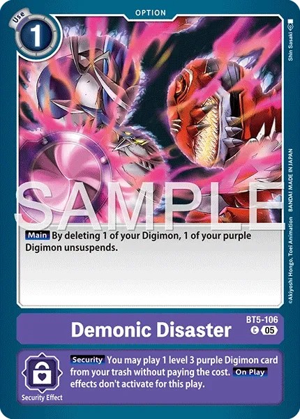 2021 Digimon Card Game ADVANCED BOOSTER DIGIMON GENERATION Demonic Disaster #BT5-106 trading card