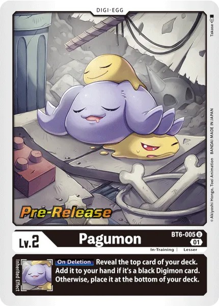 2021 Digimon Card Game BOOSTER DOUBLE DIAMOND Pagumon #BT6-005 trading card
