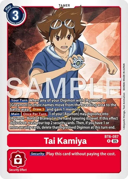 2021 Digimon Card Game ADVANCED BOOSTER DIGIMON GENERATION Tai Kamiya #BT6-087 trading card
