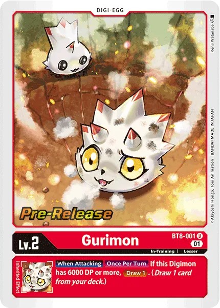 2021 Digimon Card Game BOOSTER NEW AWAKENING Gurimon #BT8-001 trading card