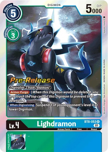 Lighdramon (Pre Release Stamp - Rare 0 · R · Foil) · 2021 · BOOSTER NEW AWAKENING