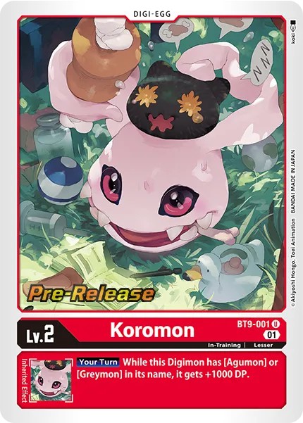 2022 Digimon Card Game BOOSTER X RECORD Koromon #BT9-001 trading card