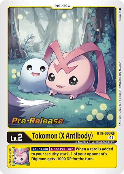 2022 Digimon Card Game BOOSTER X RECORD Tokomon (X Antibody) #BT9-003 trading card