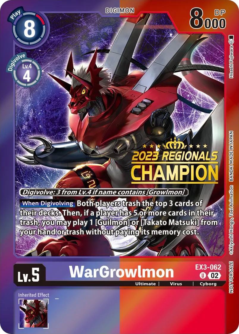 WarGrowlmon (Champion Stamp - Top 2 Prize 3 · U · Foil) · 2022 · THEME BOOSTER DRAGONIC ROAR