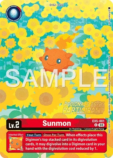 2023 Digimon Card Game THEME BOOSTER ANIMAL COLOSSEUM Sunmon #EX5-001 trading card