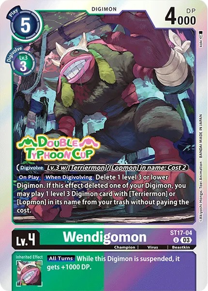 2023 Digimon Card Game ADVANCED DECK SET DOUBLE TYPHOON Wendigomon #ST17-04 trading card