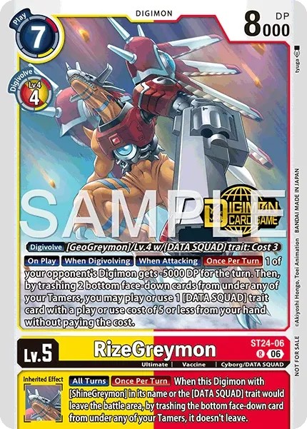 RizeGreymon (Pre Release Stamp - Rare · R · Foil)