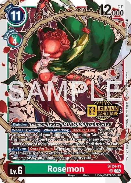 Rosemon (Pre Release Stamp - Super Rare · Sr · Foil)